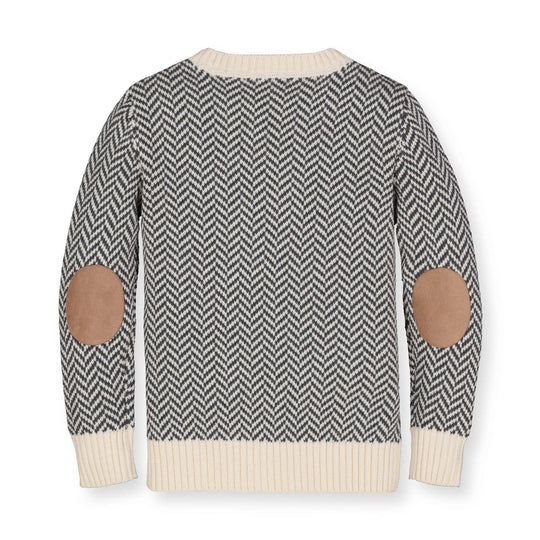 Crewneck Pullover Organic Sweater with Elbow Patches