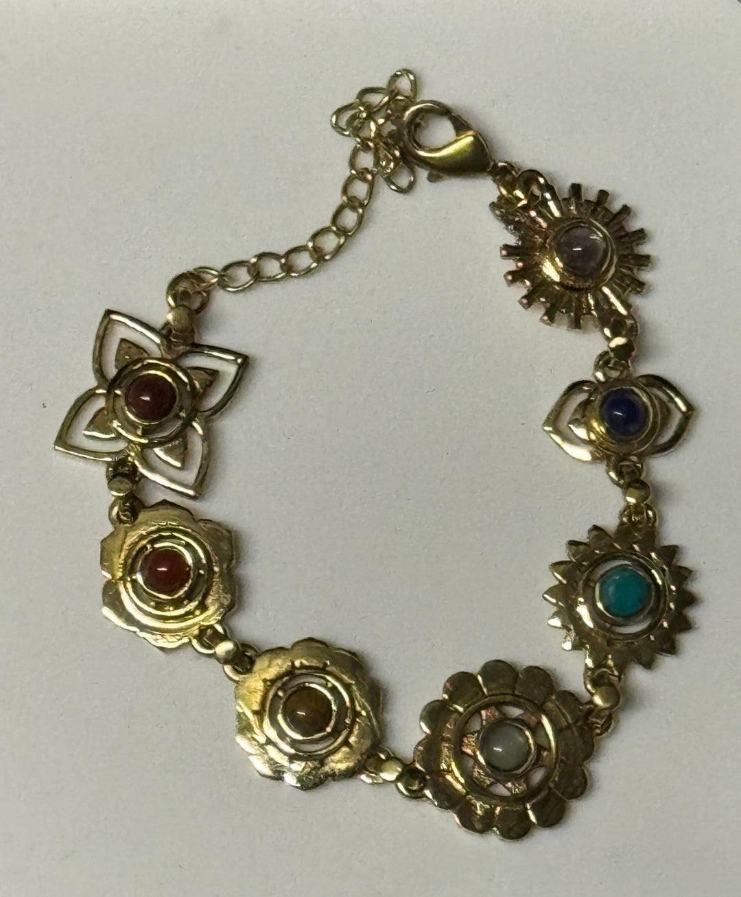 7 Chakra Brass Bracelet with Stones