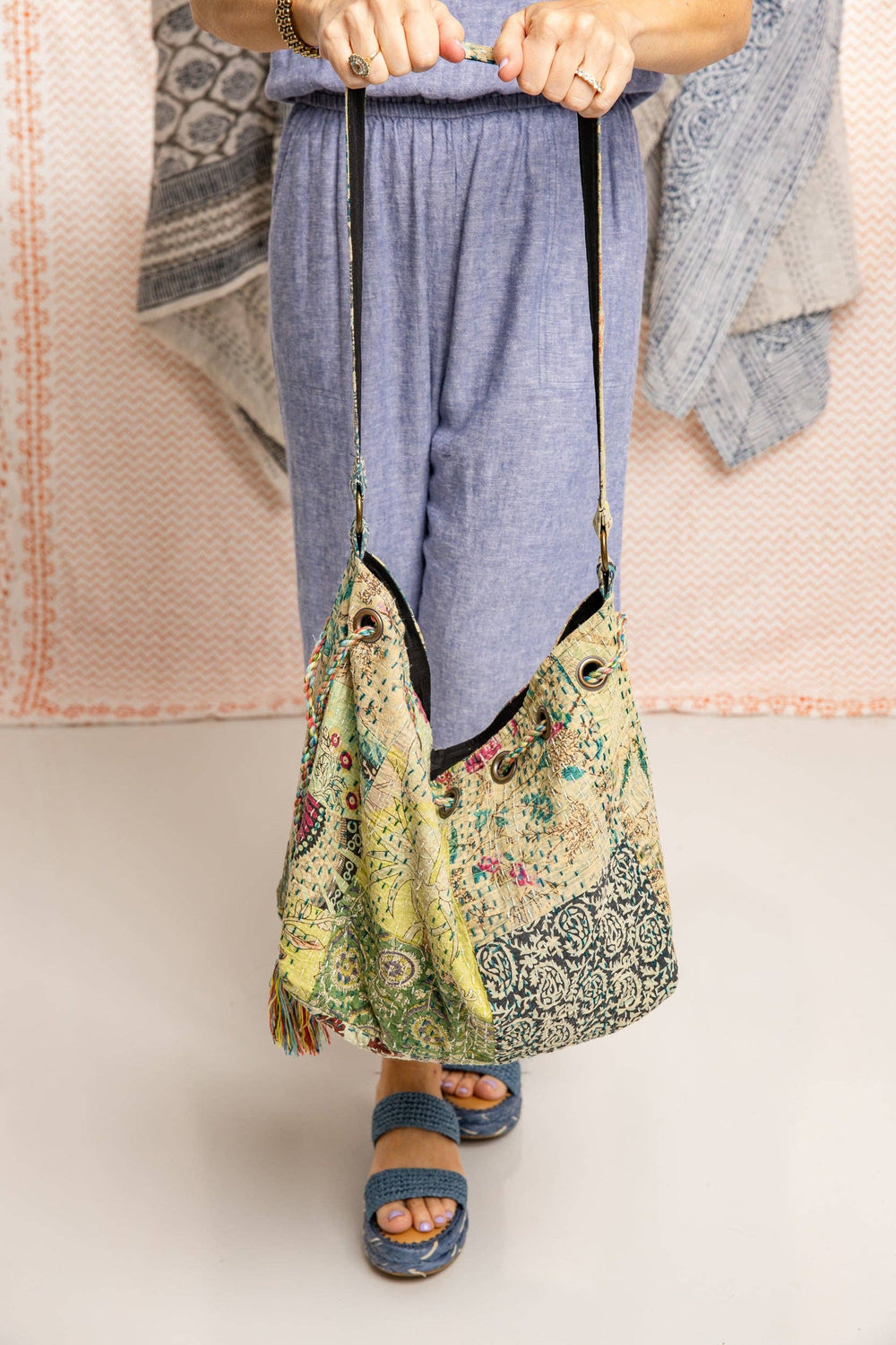 Boho Blooms Bag in Green Hues