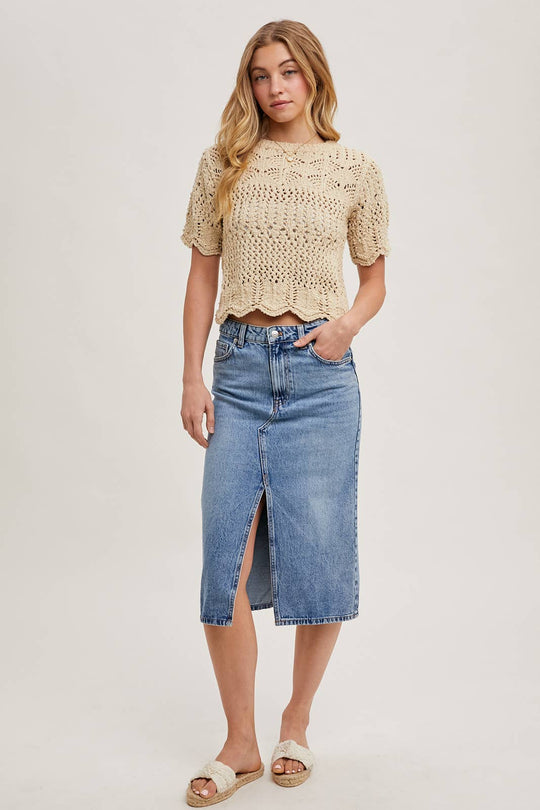 Knit Sweater With Scalloped Hem