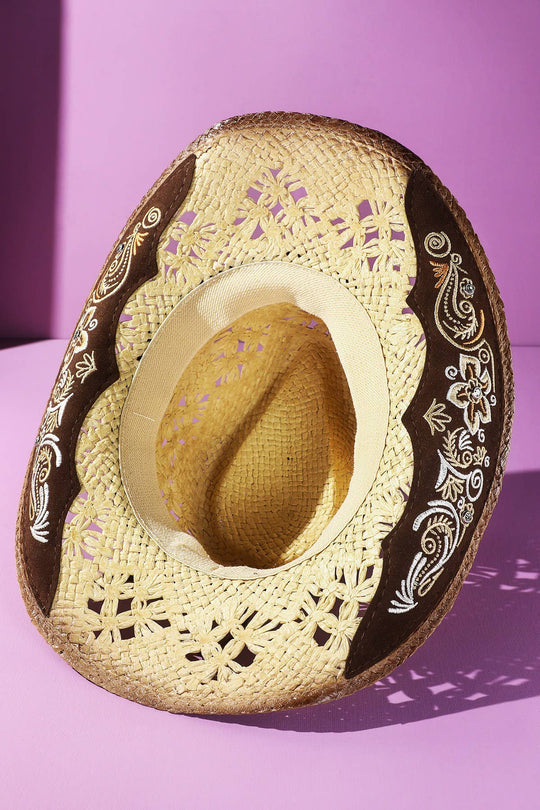 Vintage Western Hat With Embroidery Stone Band
