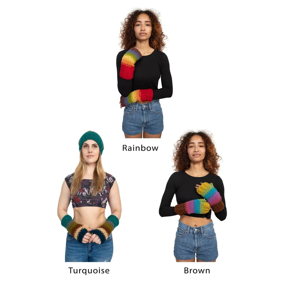 Blurred Lines Handmade Wool Knit Arm Warmers