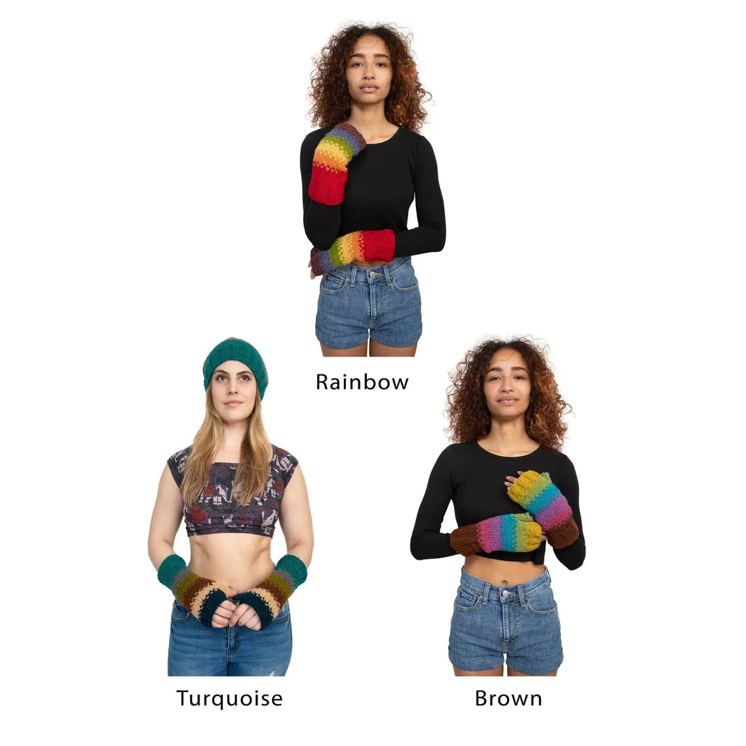 Blurred Lines Handmade Wool Knit Arm Warmers