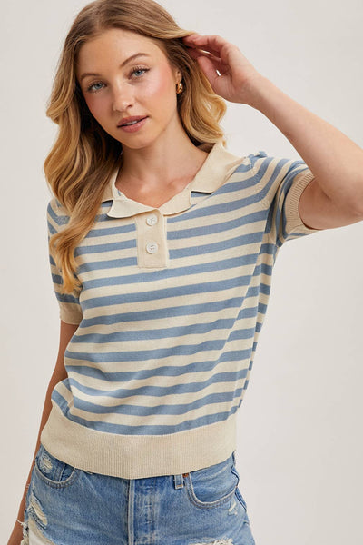 Striped Knit Polo
