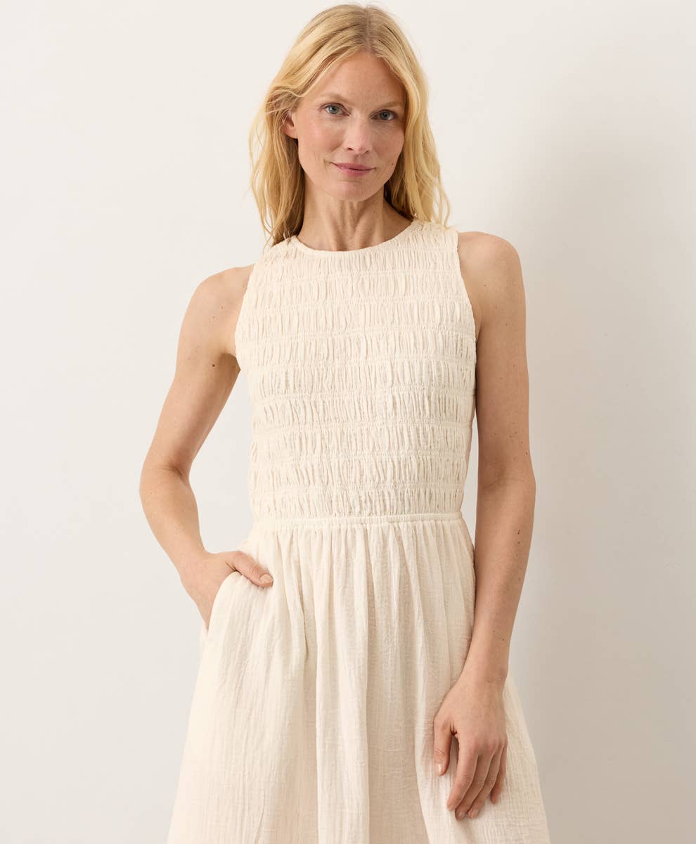 Coastal Double Gauze Smocked Dress