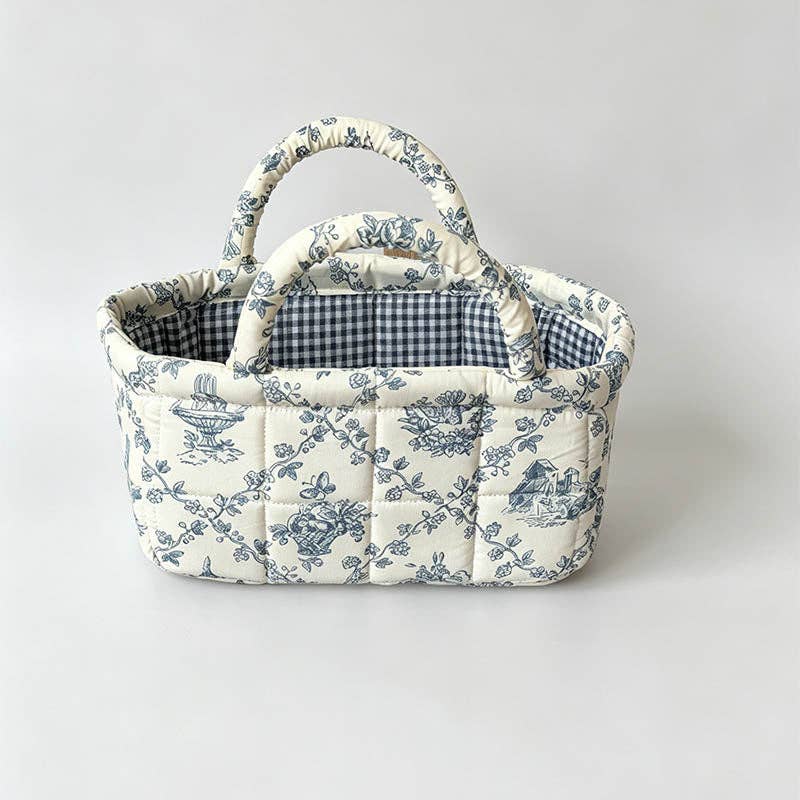 Small Quilted Floral Storage Organizer Bag