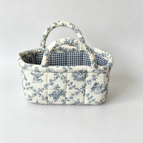 Small Quilted Floral Storage Organizer Bag