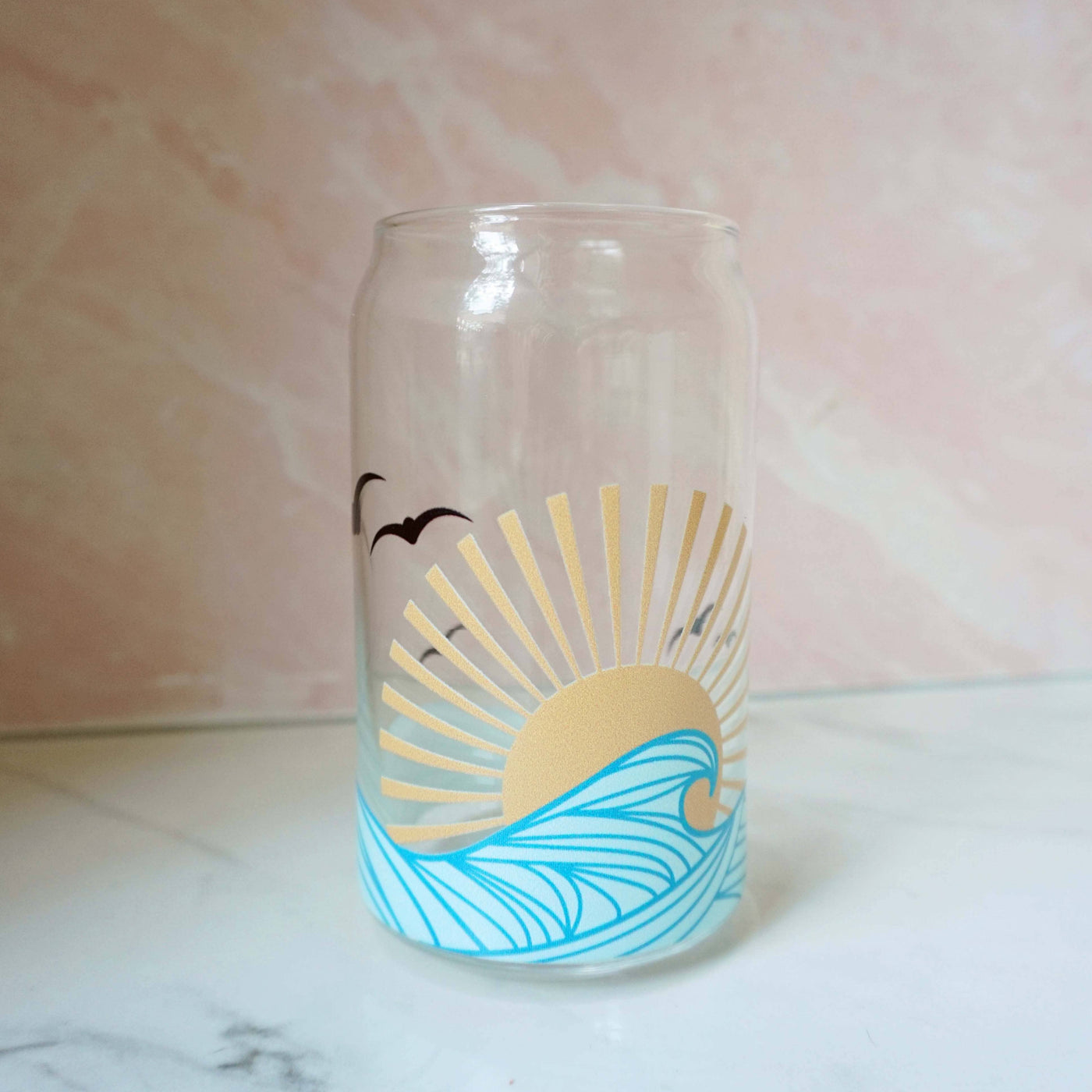 Forest Cove Home Summer Sun & Beach Waves Can Glass - Simple Good