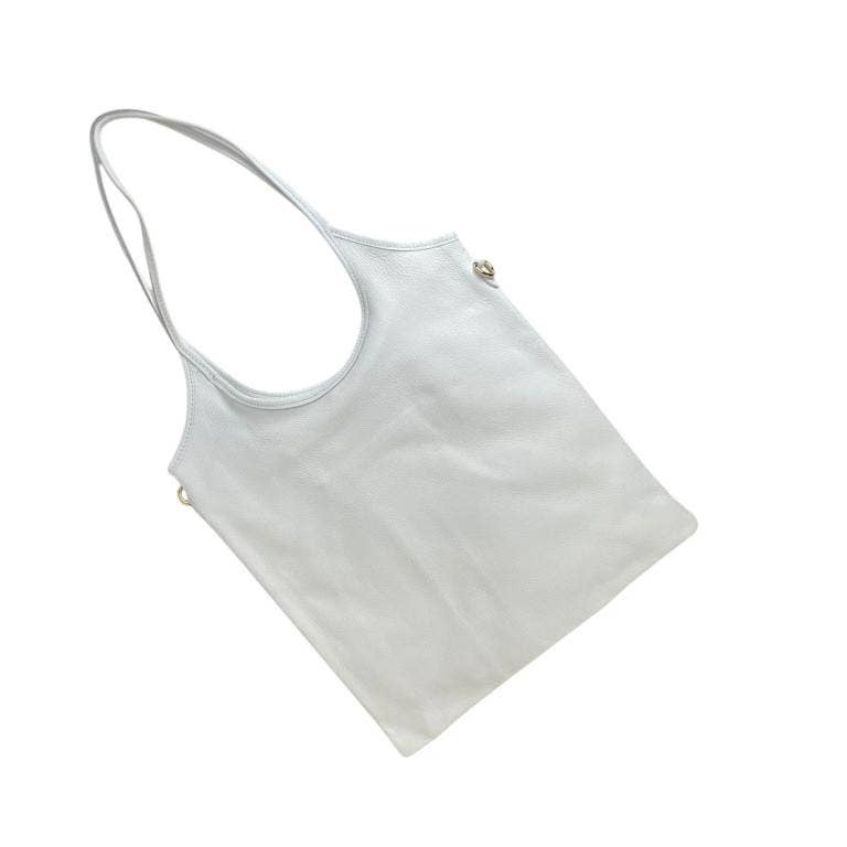 White Leather Shoulder Bag w/ Removable Crossbody Strap