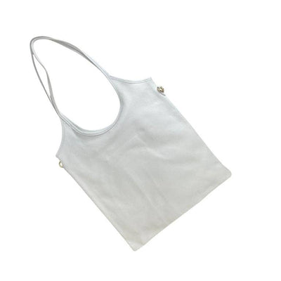 White Leather Shoulder Bag w/ Removable Crossbody Strap