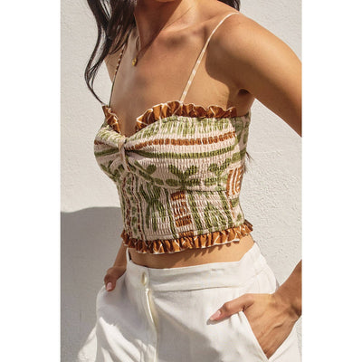 The Bahamas Smocked Sweetheart Crop Top