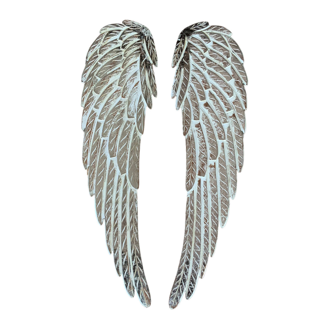 Pair of Hand-Carved Wood Wall Angel Wings