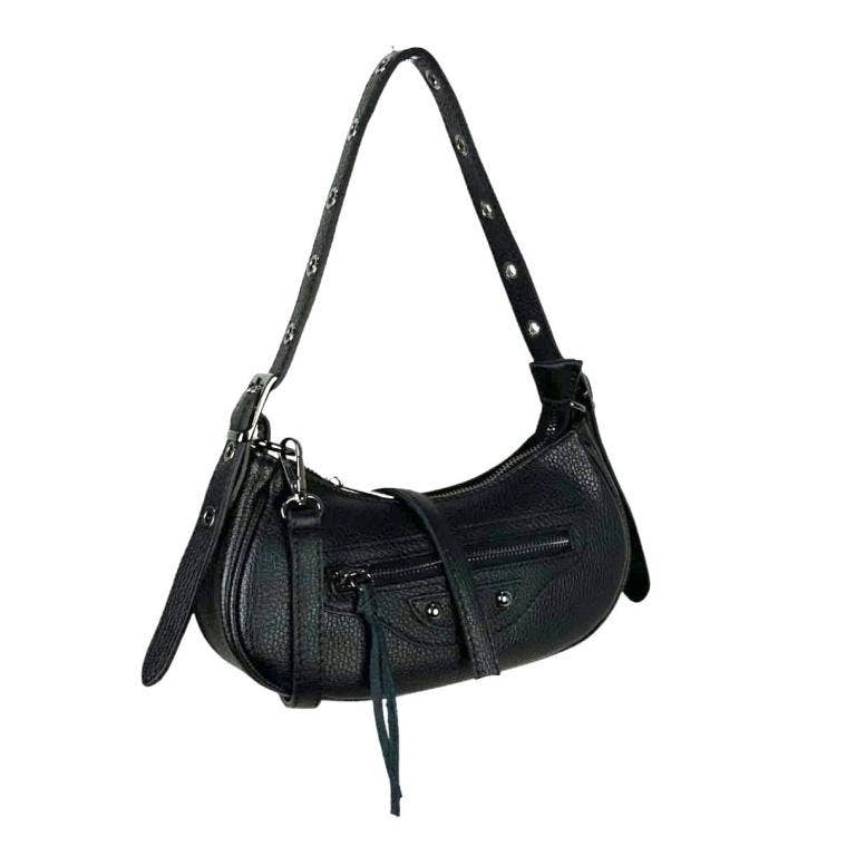 Small Crescent Leather Shoulder Bag