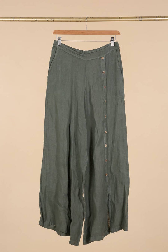 Straight buttoned Linen trousers