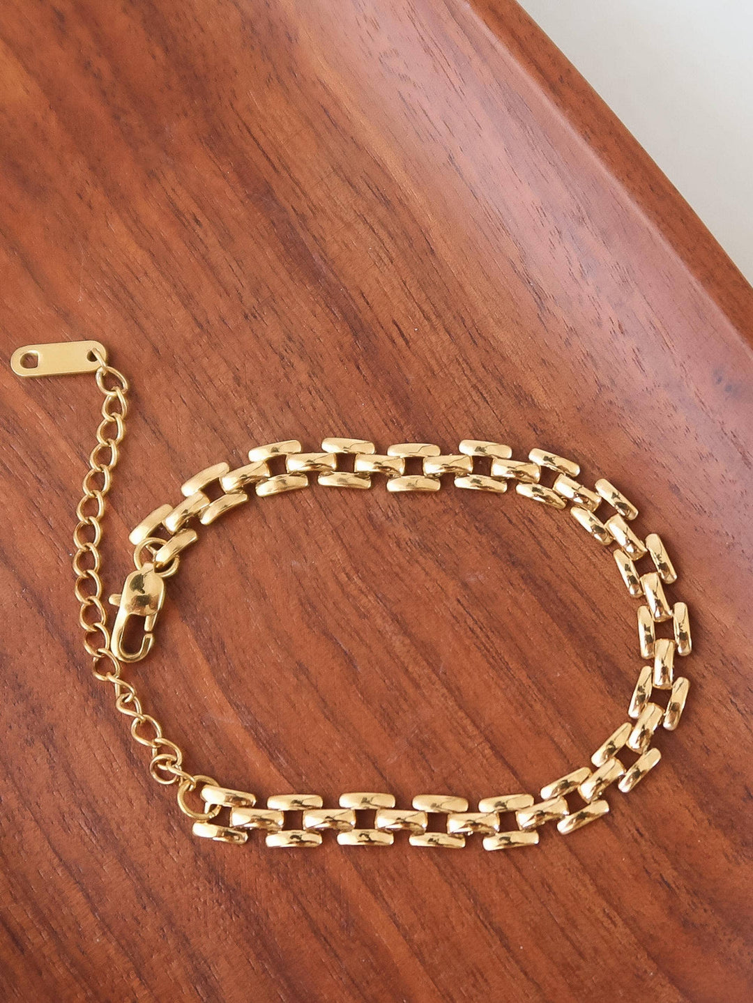 Forte 18K Gold Plated Non-Tarnish Flat Chain Bracelet