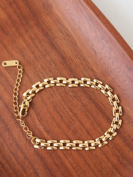 Forte 18K Gold Plated Non-Tarnish Flat Chain Bracelet