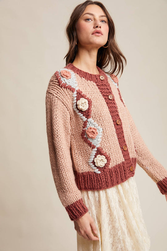 Fall Crochet Floral Cardigan