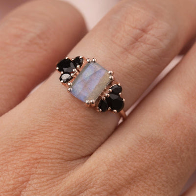 Rose Gold Labradorite & Spinel Empress Ring