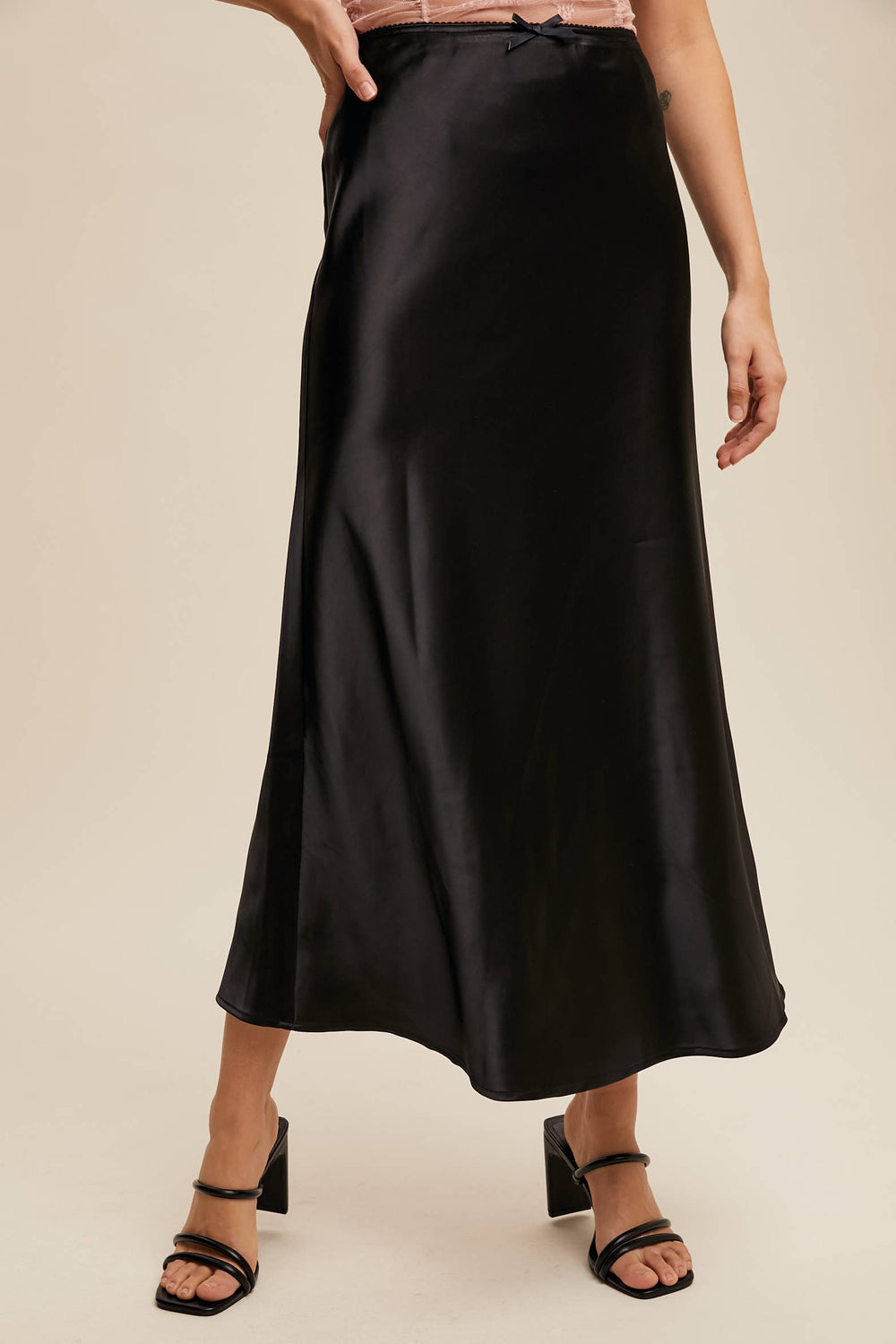 Satin Midi Slip Skirt