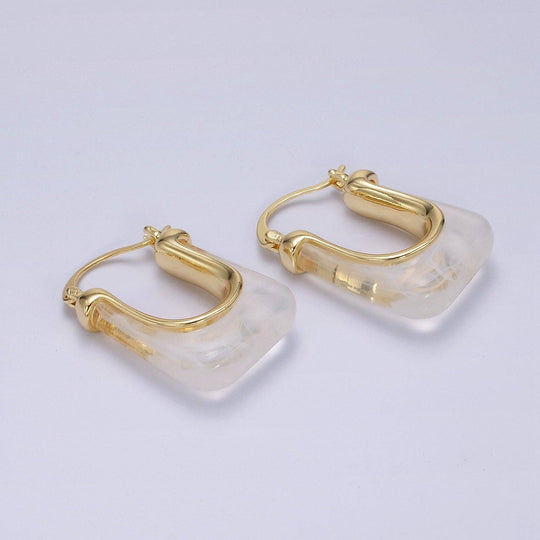 14K Gold Filled Clear U-Shaped Rectangular Acrylic Earrings
