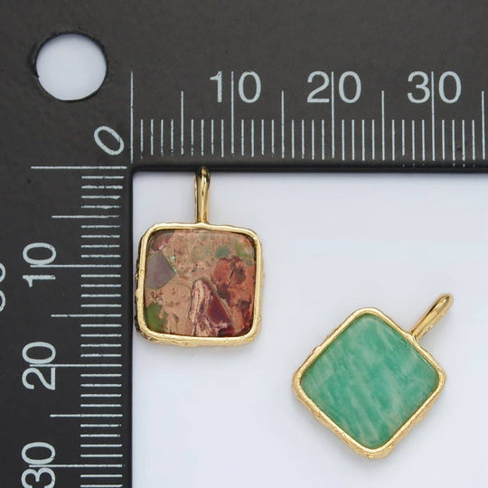 24K Gold Filled Square Natural Gemstone Necklace