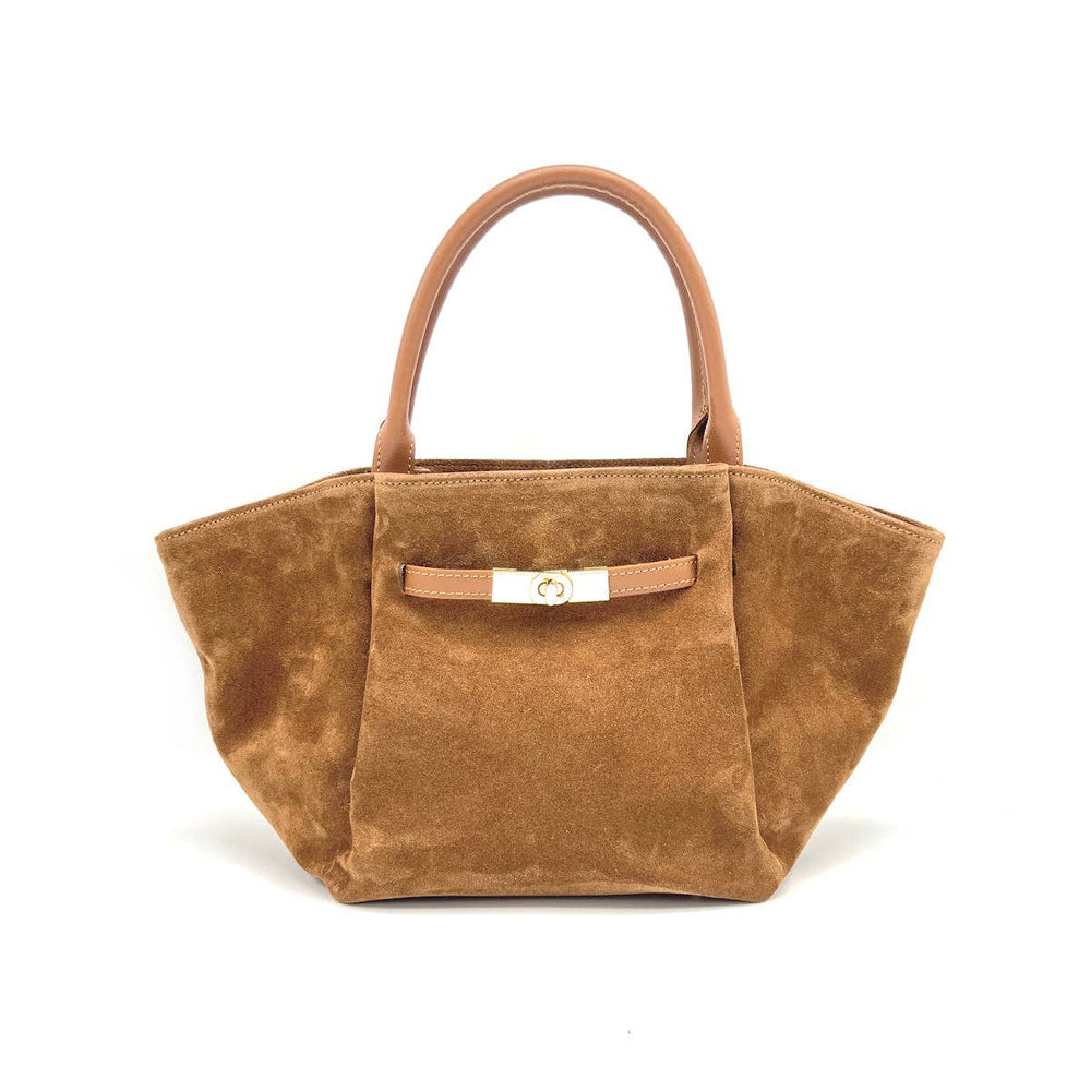 Suede Leather Tote with Strap