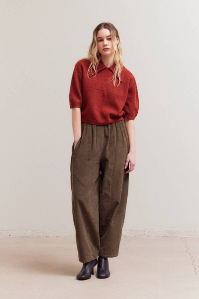 Three Quarter Sleeve Sweater with Large Collar