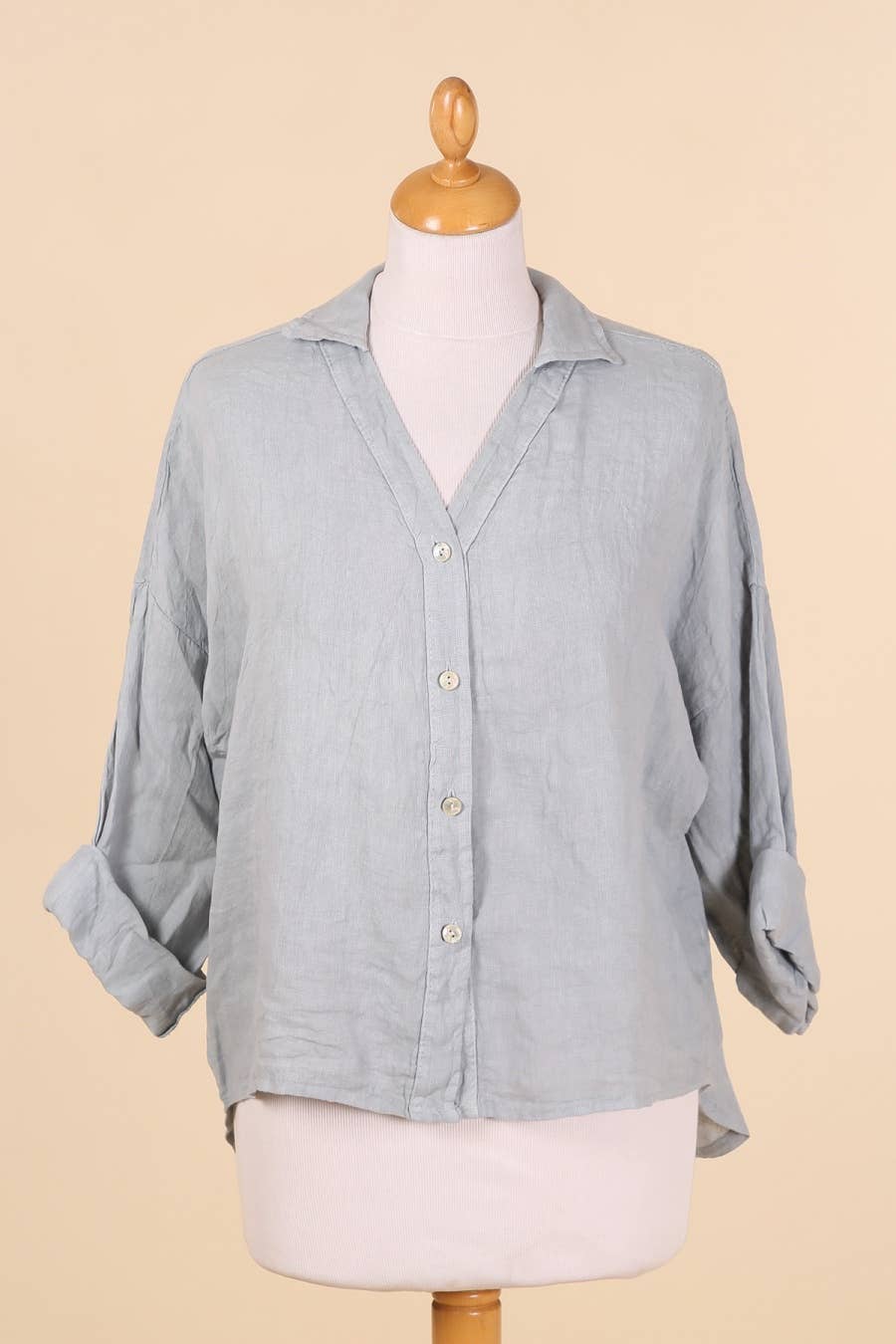 Full-length Linen Collared Shirt