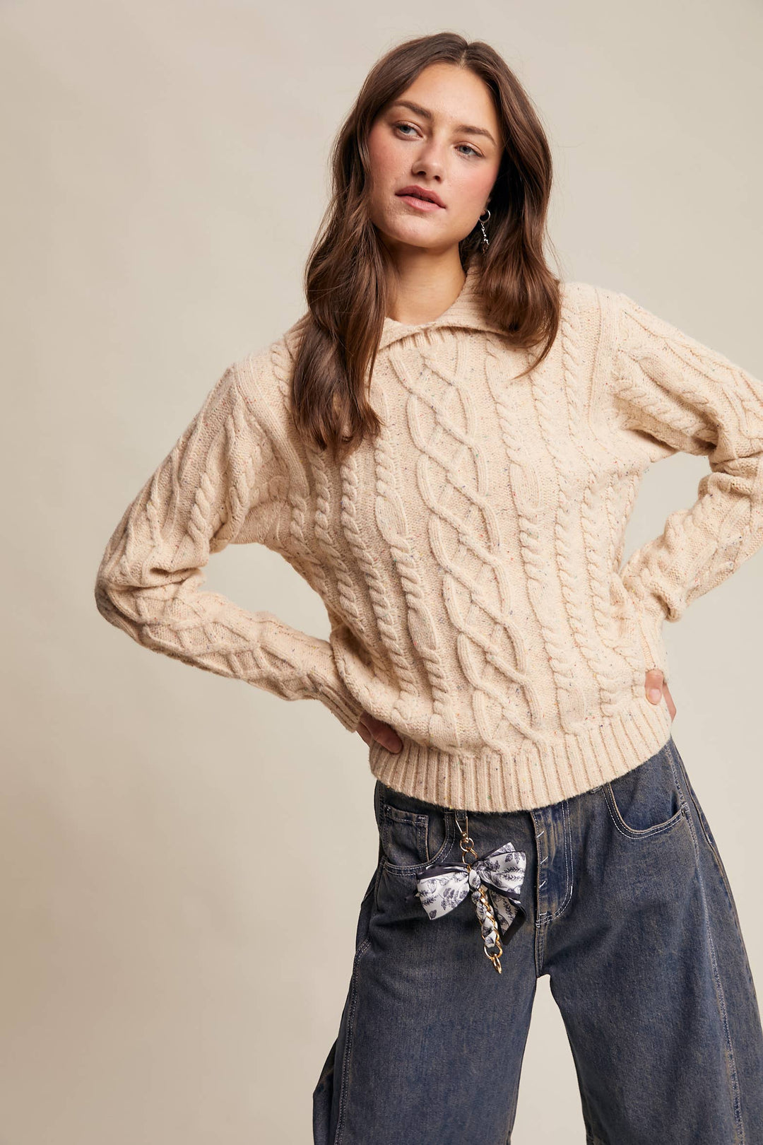 Collared Cable Knit Sweater