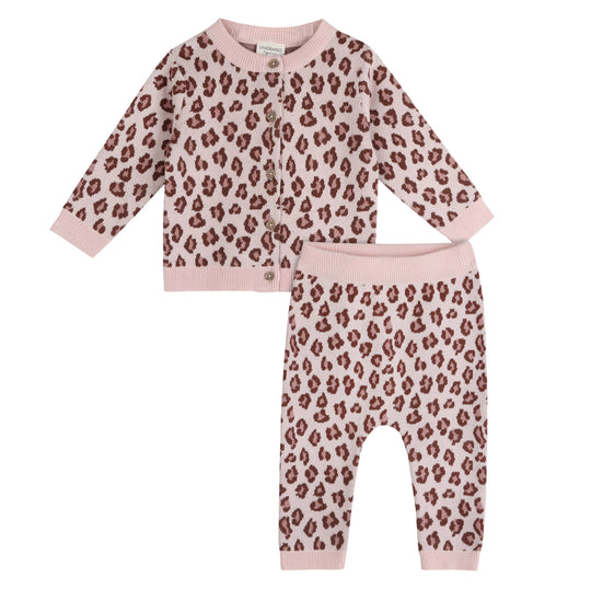 Leopard Baby Knit Cardigan & Pants
