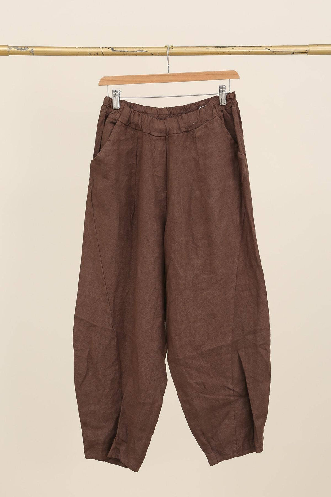 Barrel Fit Linen Ankle Pants