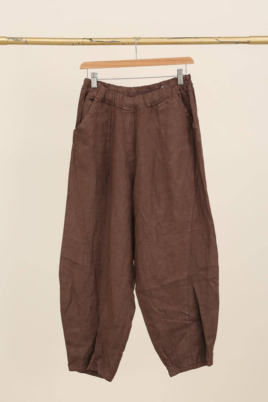 Barrel Fit Linen Ankle Pants