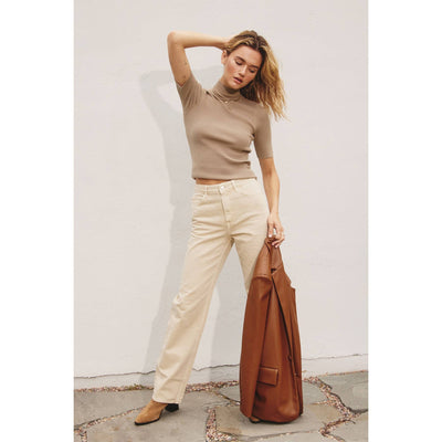 Mock Neck Short Sleeve Sweater