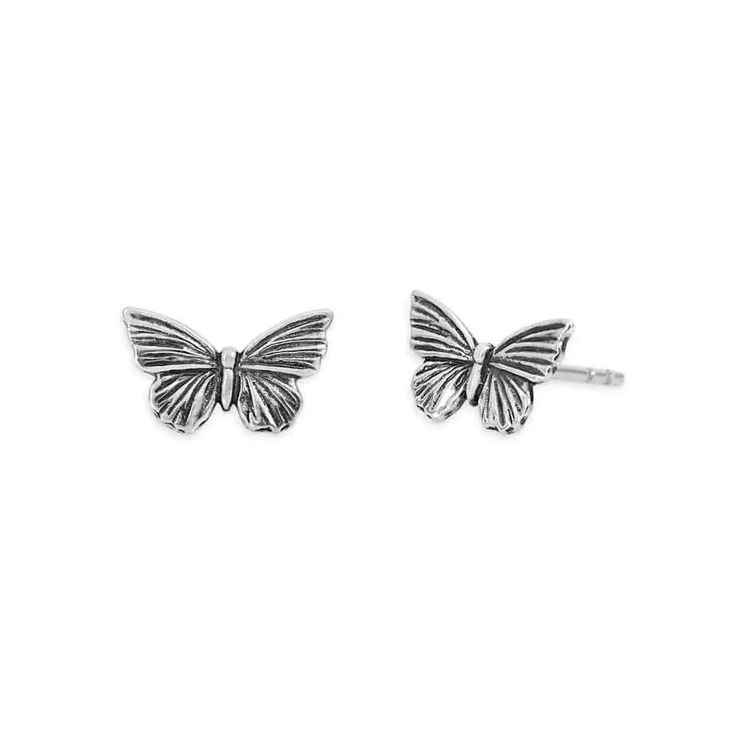 Sterling Silver Textured Butterfly Post Earrings