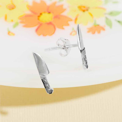 Sterling Silver Kitchen Knife Post Earrings