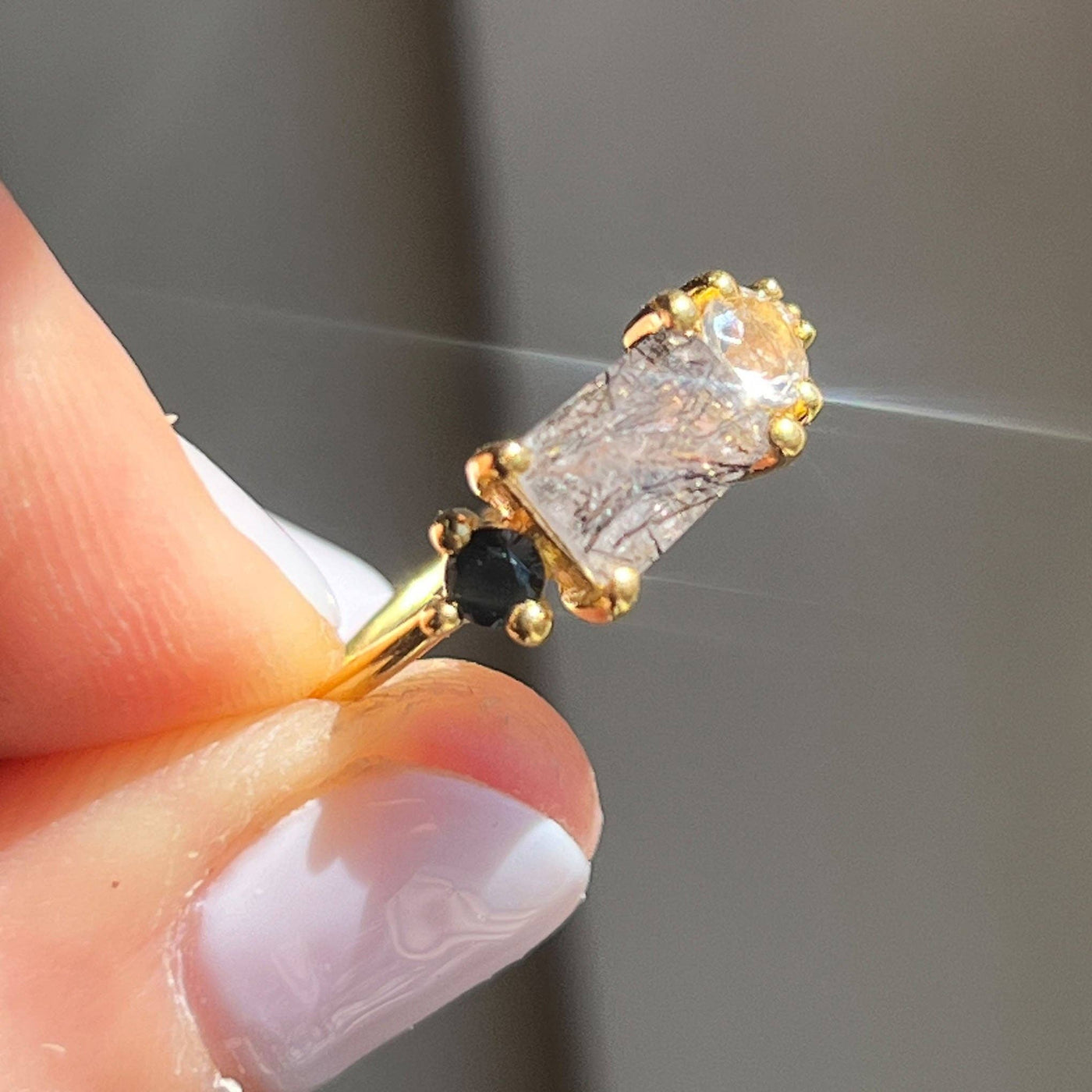 Rutilated Quartz and Topaz Haven Cluster Ring