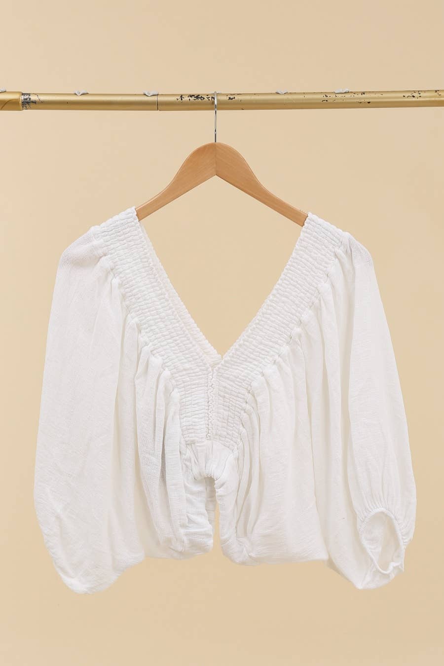 Linen V-Neck Half Sleeve Crop Top