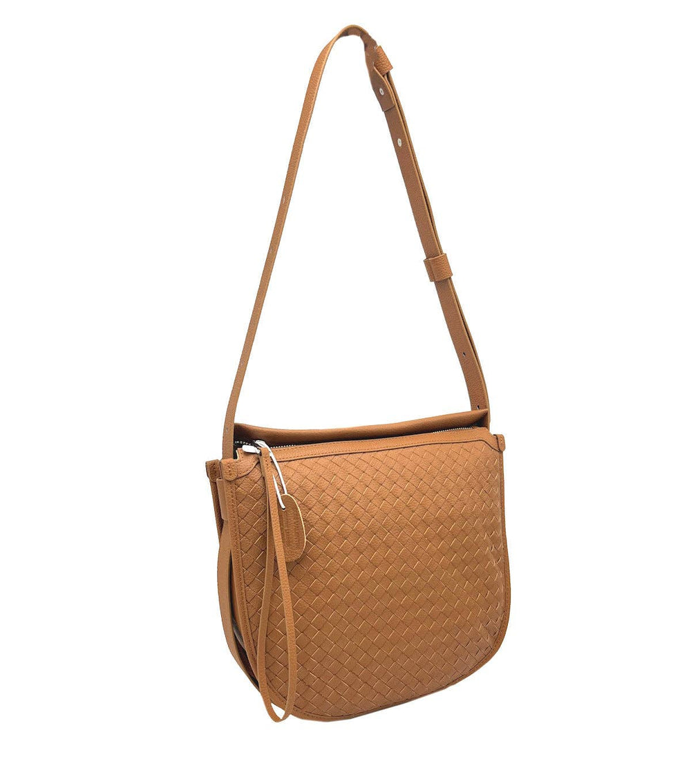 Woven Leather Saddle Bag