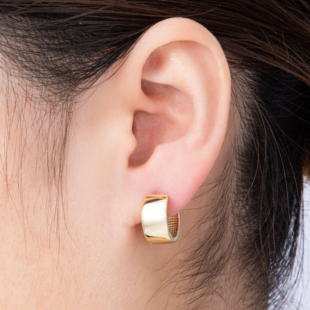 14K Gold Filled 15mm Minimalist Plain Wide Huggie Earrings