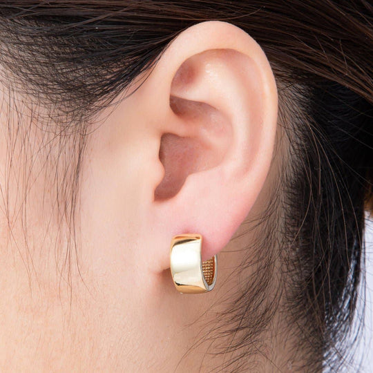 14K Gold Filled 15mm Minimalist Plain Wide Huggie Earrings