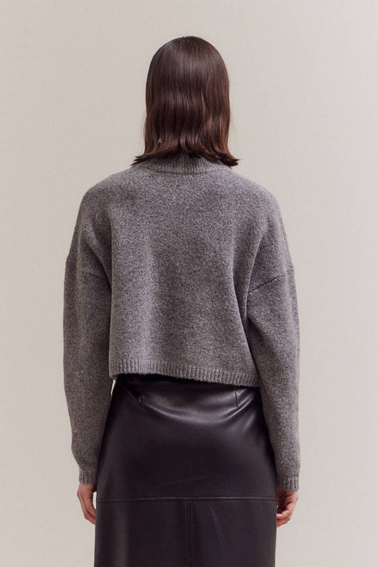 High Collar Cardigan with Front Pockets