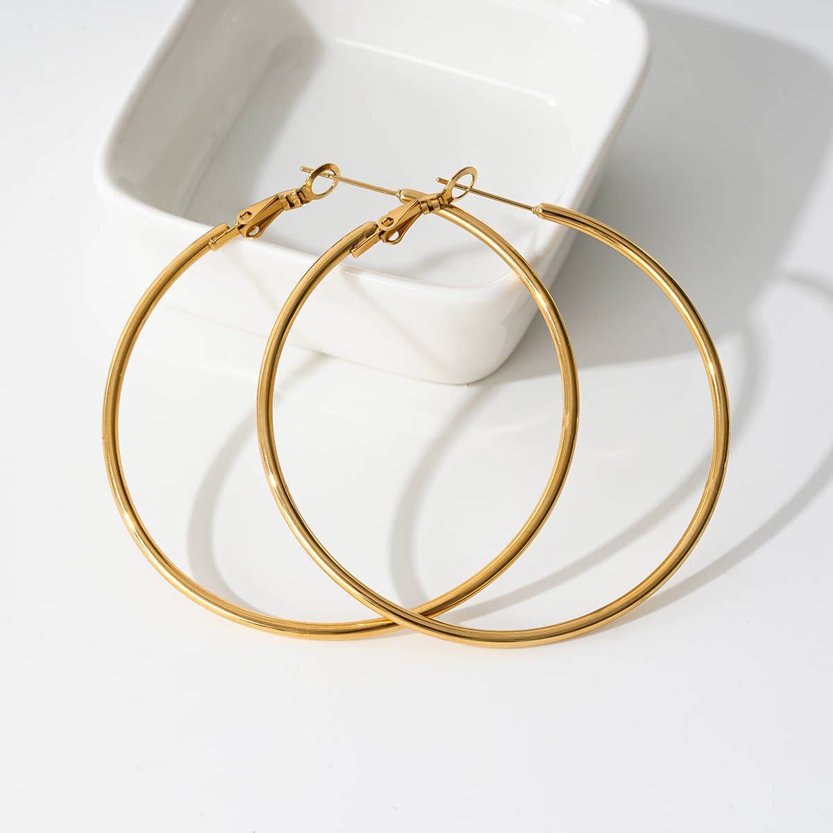 Large Thin Gold Hoop Earrings