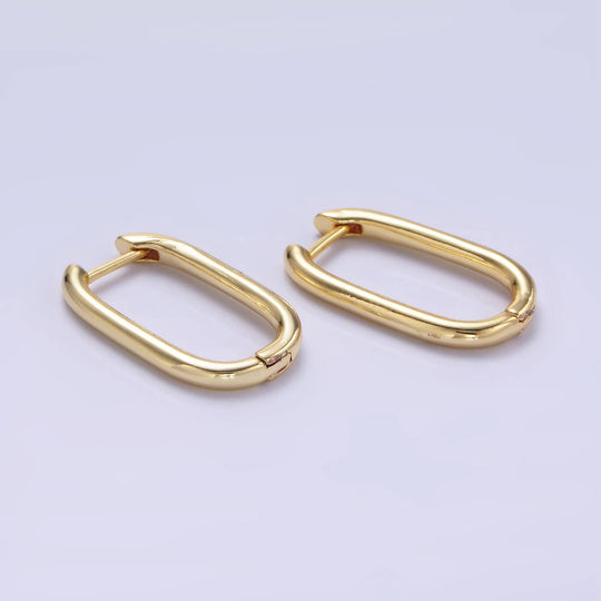 24K Gold Filled 20mm Minimalist Oblong Hoop Earrings