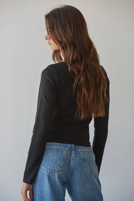 Boat Neck Long Sleeve Top