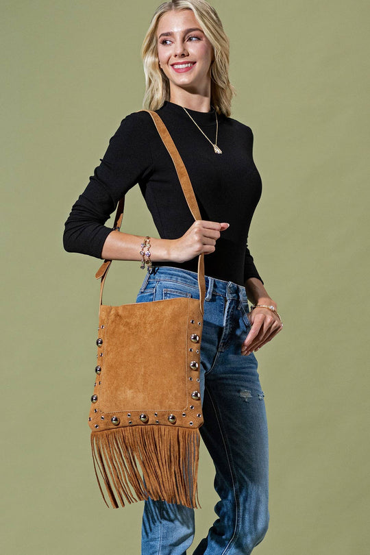 Studded Fringe Crossbody Bag