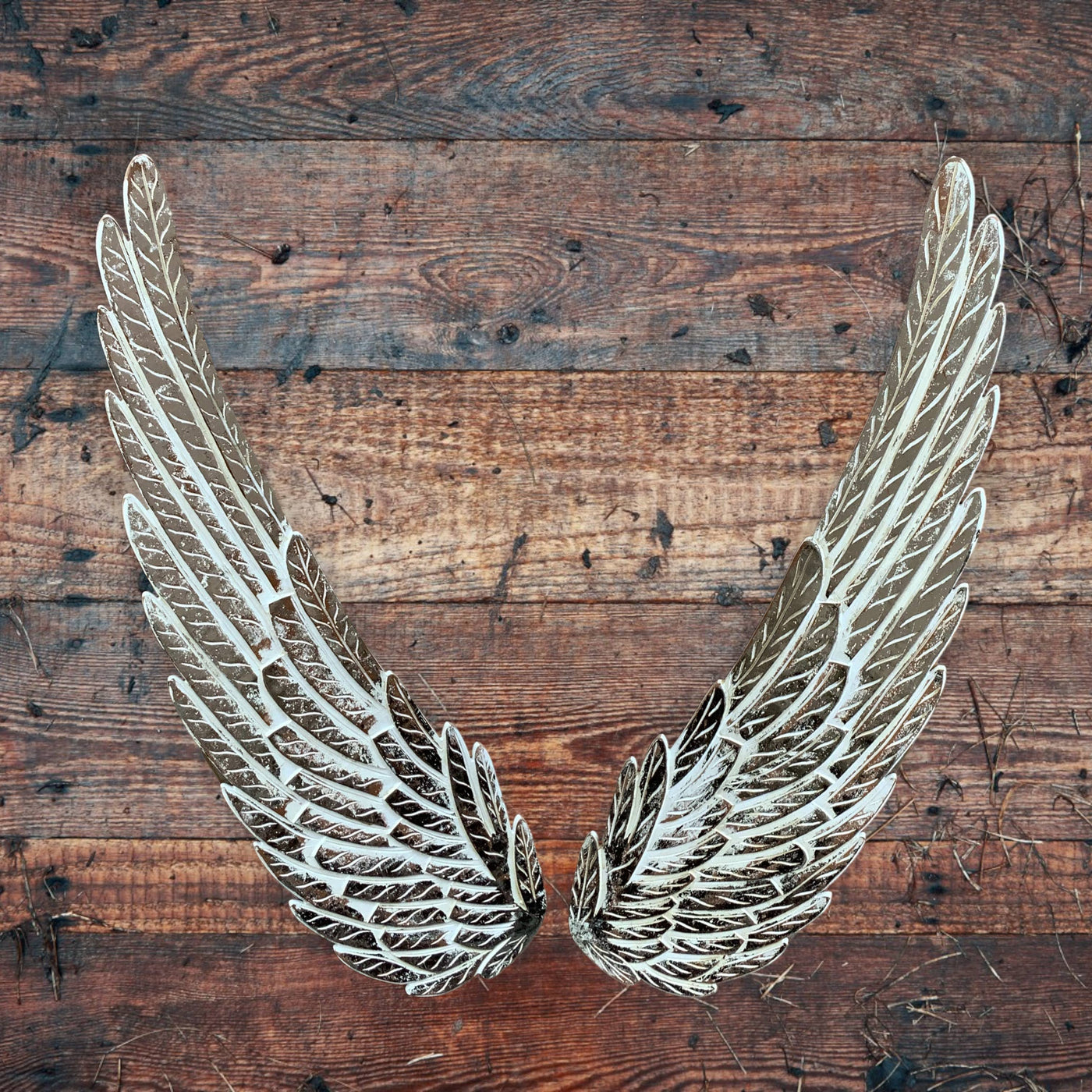 Pair of Hand-Carved Wood Wall Angel Wings