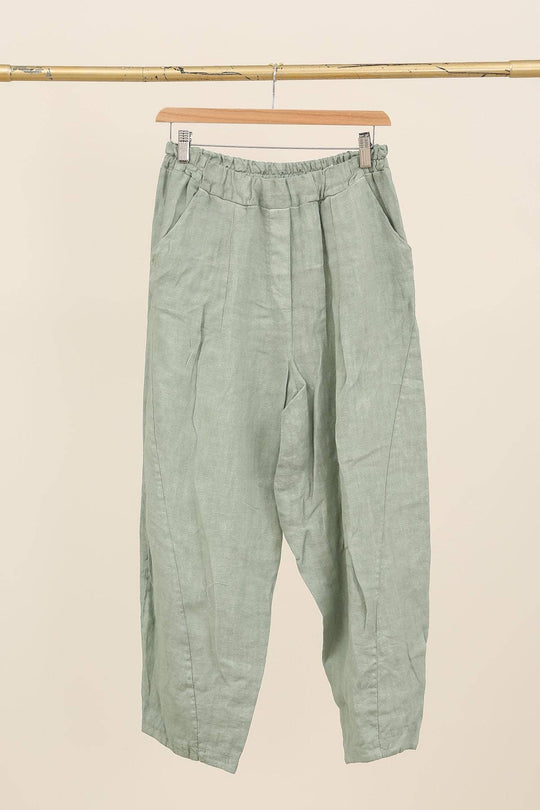 Barrel Fit Linen Ankle Pants