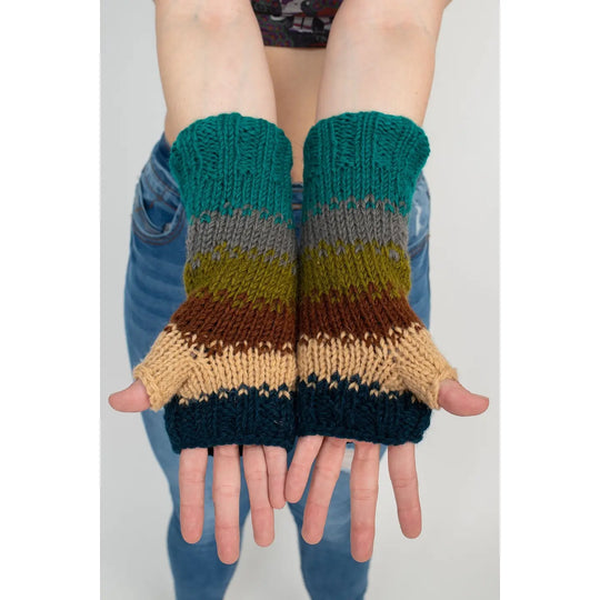 Blurred Lines Handmade Wool Knit Arm Warmers