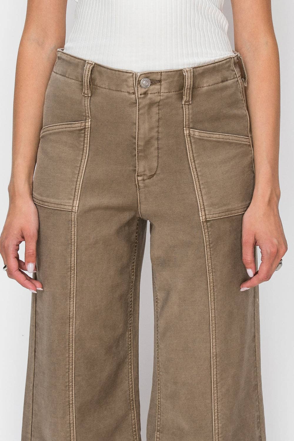 Raw Hem Crop Palazzo Jeans