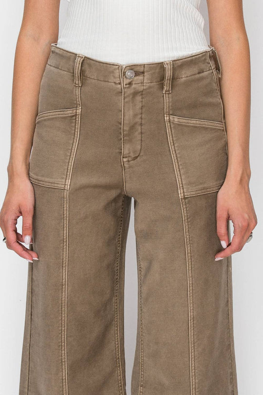 Raw Hem Crop Palazzo Jeans